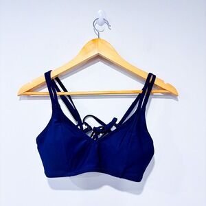 Navy blue strappy bikini top | Sporty minimalist | X-Large